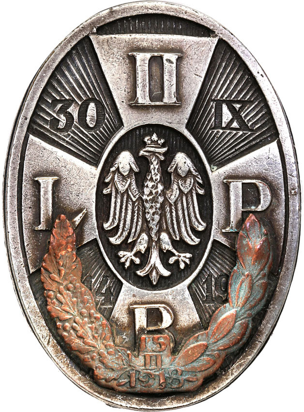 II RP. Odznaka pamiątkowa II Brygada Legionów Polskich z wieńcem